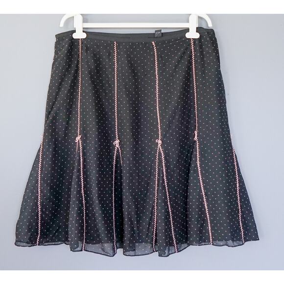 Context Woman Polka Dot Bow Silk Flare Skirt 20W Coquette Cocktail Preppy Retro - Picture 6 of 13